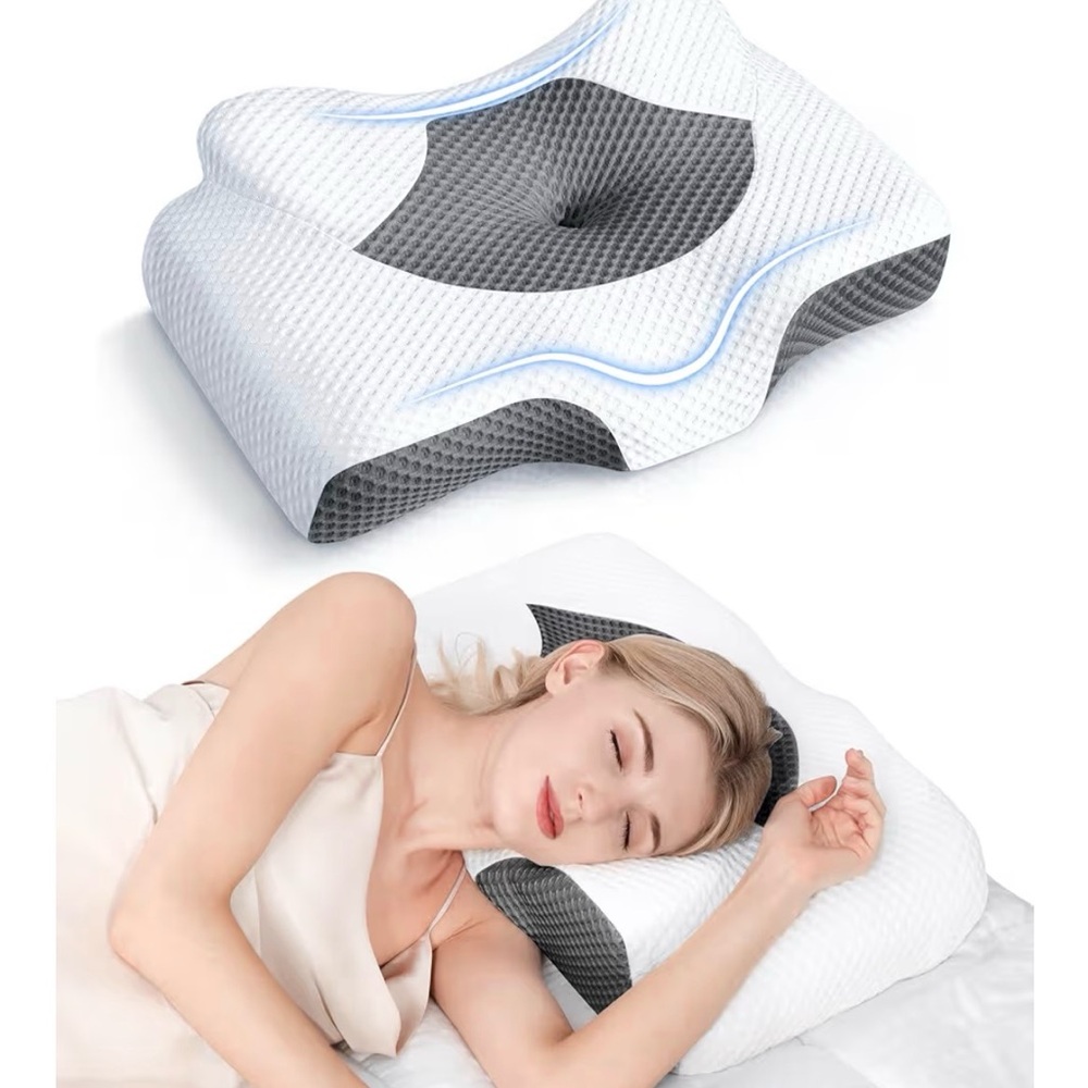 Osteo Ergonomic White and Gray Memory Foam Pillow